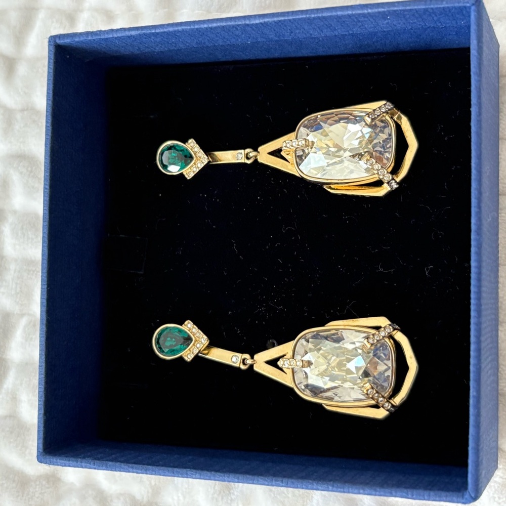 Elegant Gold and Silver Swarovski Drop Earrings